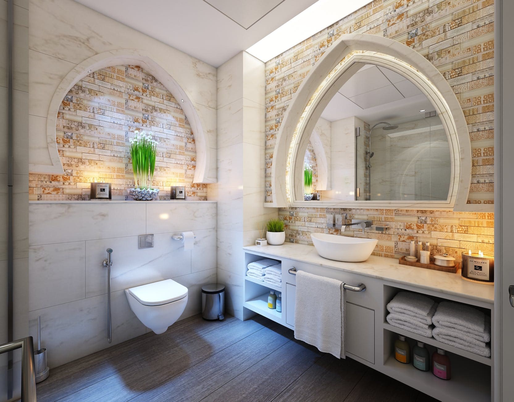bathroom cabinet candles faucet